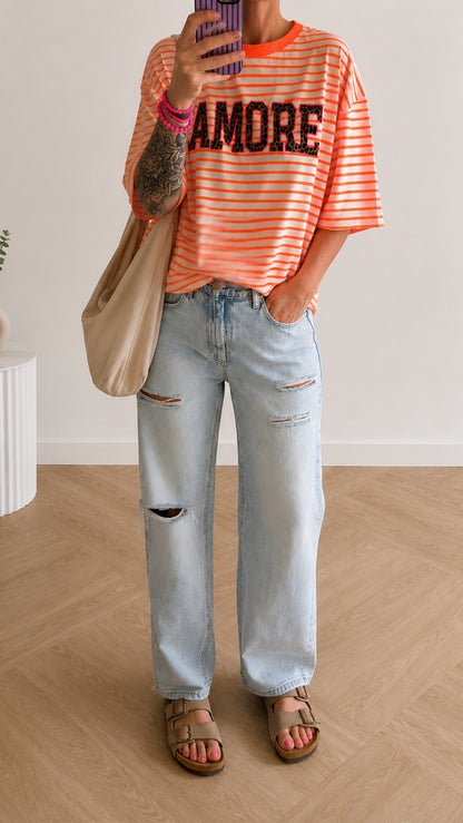 BASIC T-Shirt 5 FARBEN COLOUR BLOCK AMORE LEO 9 FARBEN