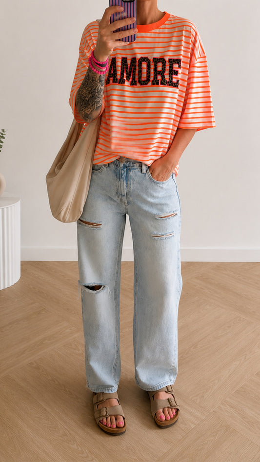 BASIC T-Shirt 5 FARBEN COLOUR BLOCK AMORE LEO 9 FARBEN