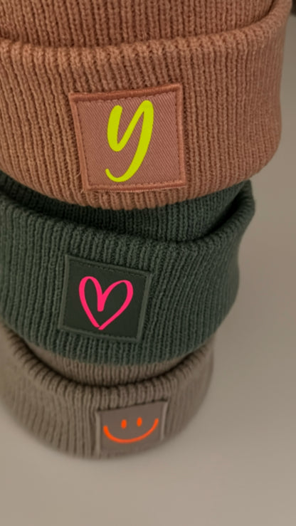 Kids Strick Mütze Neon Statement