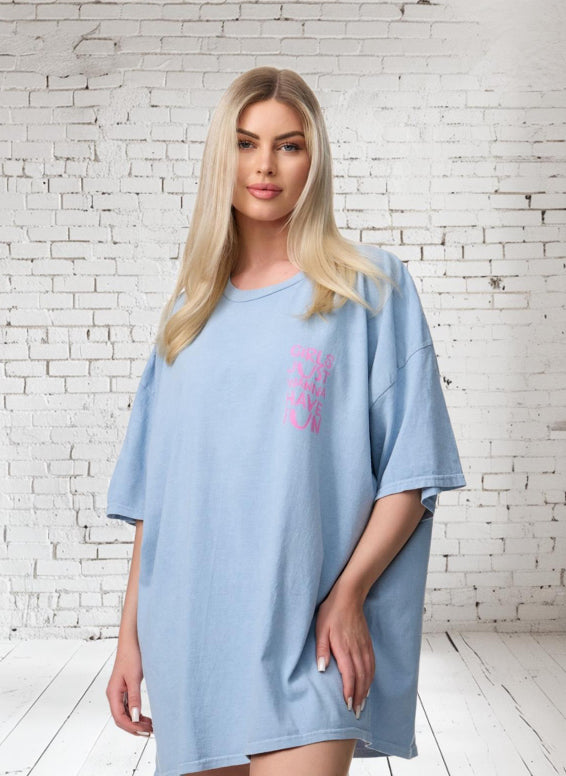 OVERSIZE T-SHIRT Onesize GIRLS JUST WANNE HAVE FUN