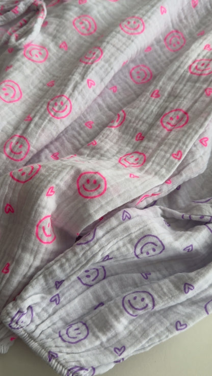 Musselin Bluse Tunika Onesize SMILEY