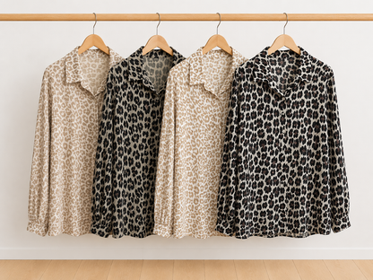 Musselin Bluse Onesize LEO langarm