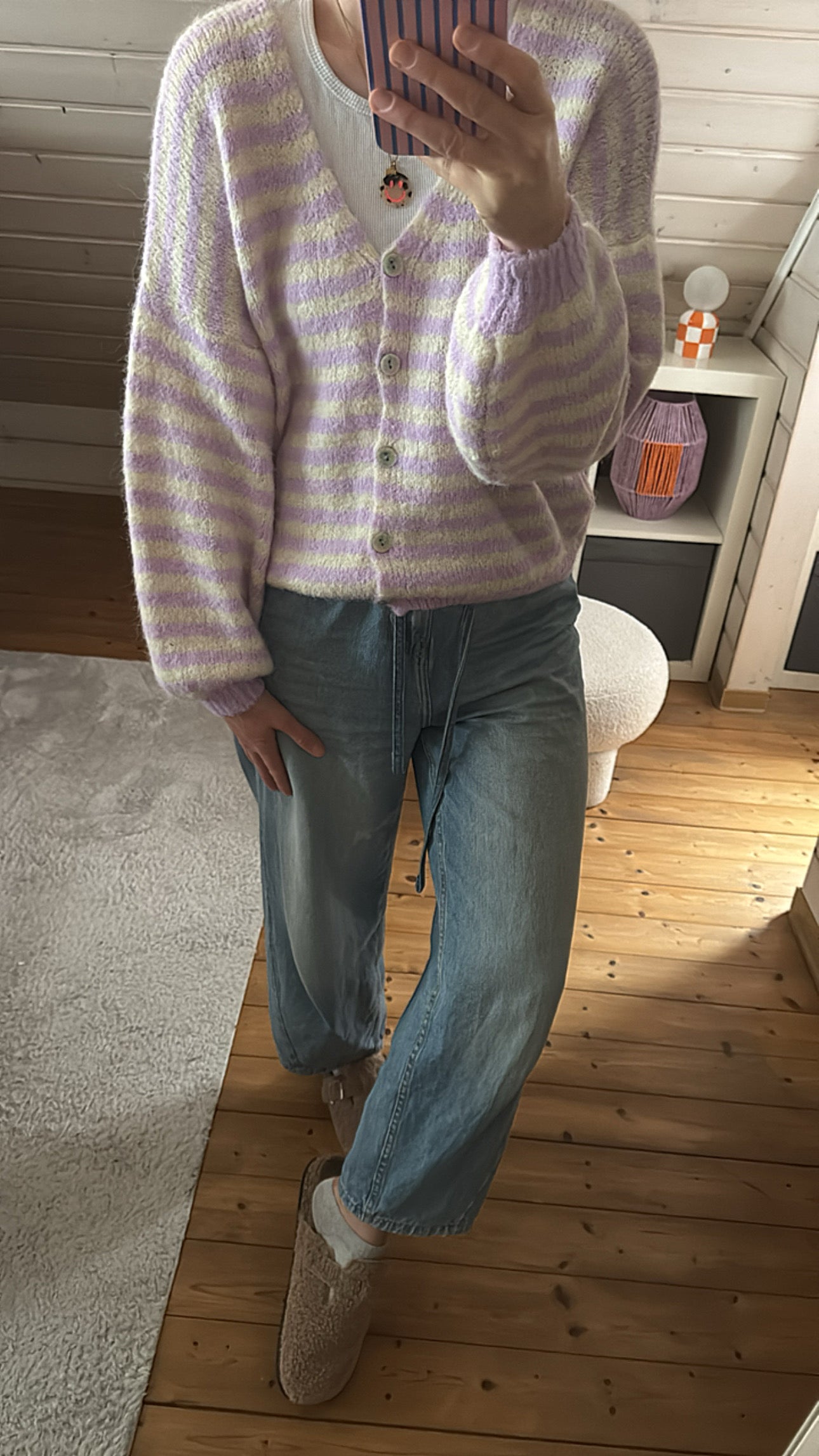 Strickjacke Cadigan V-Ausschnitt Stripes