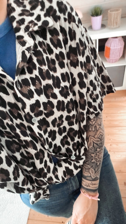 Musselin Bluse kurzarm Onesize Leo 9 FARBEN