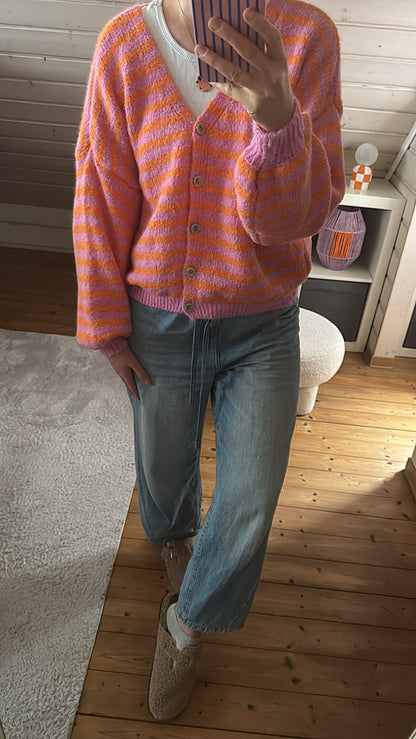 Strickjacke Cadigan V-Ausschnitt Stripes