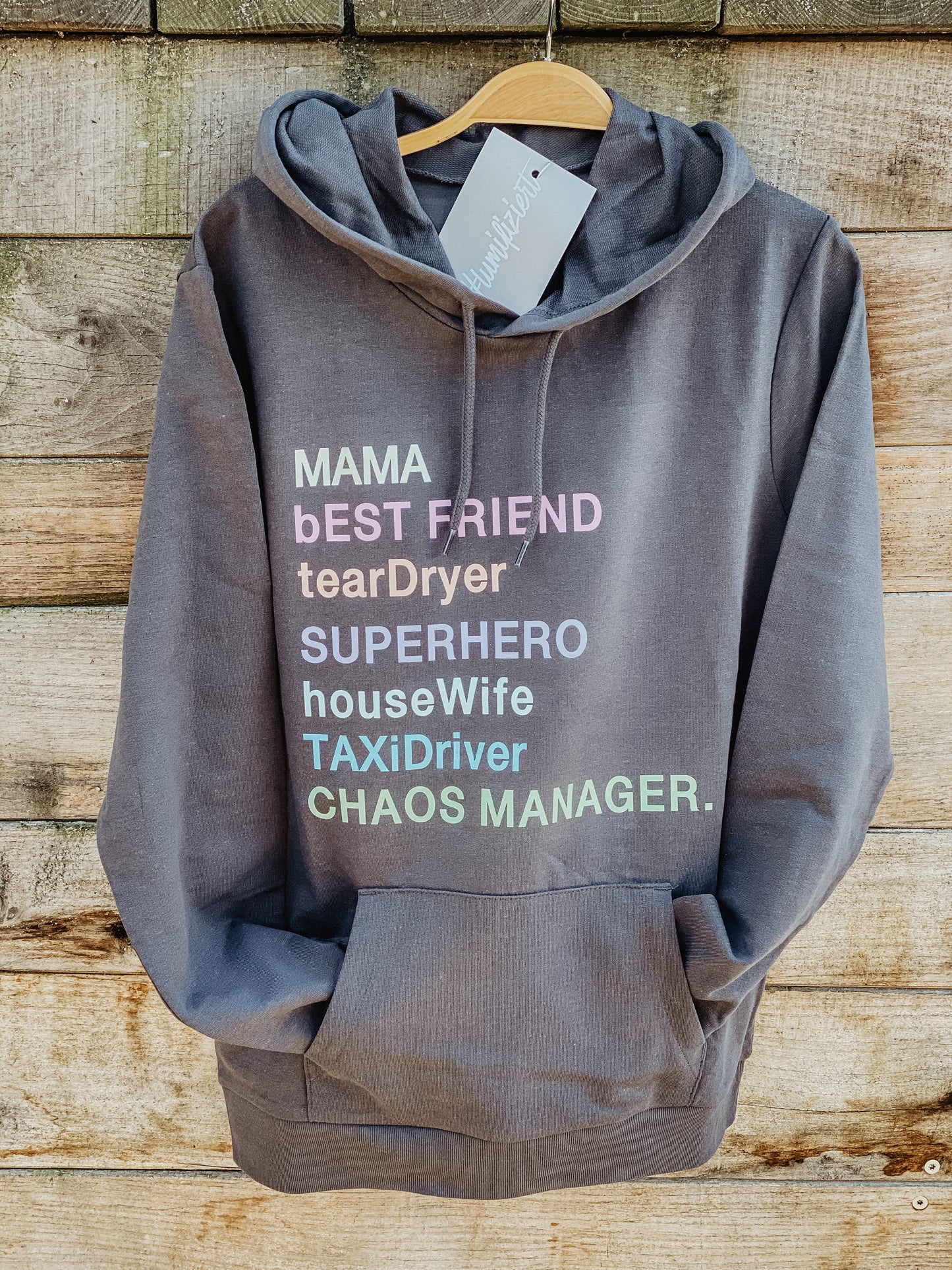 DAMEN HOODIE *MAMA SUPERHERO RAINBOW*