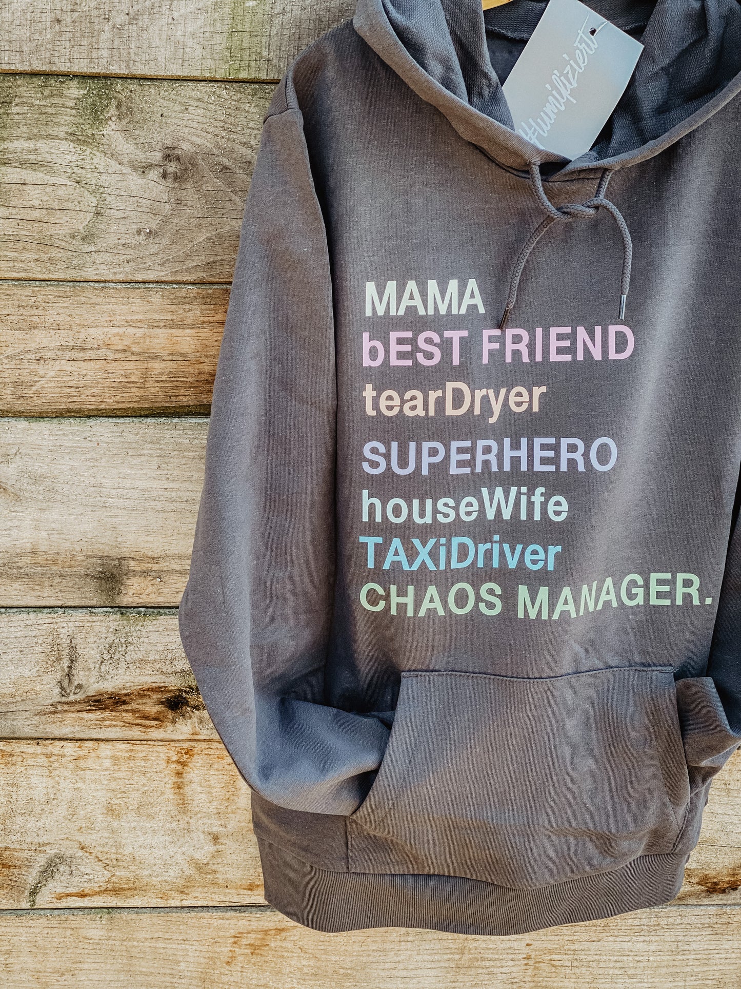 DAMEN HOODIE *MAMA SUPERHERO RAINBOW*