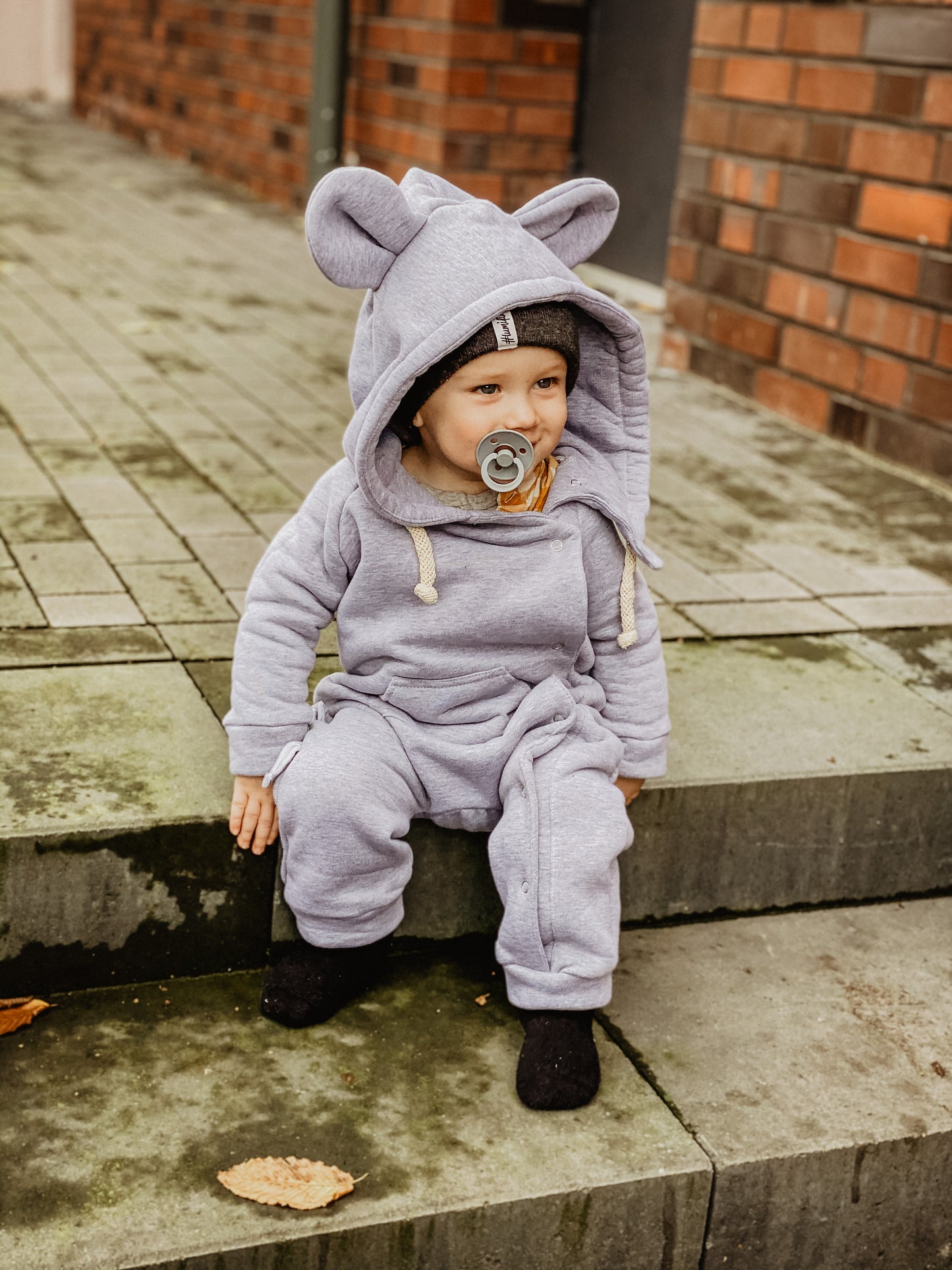 Maus Romper *Grey & Black*