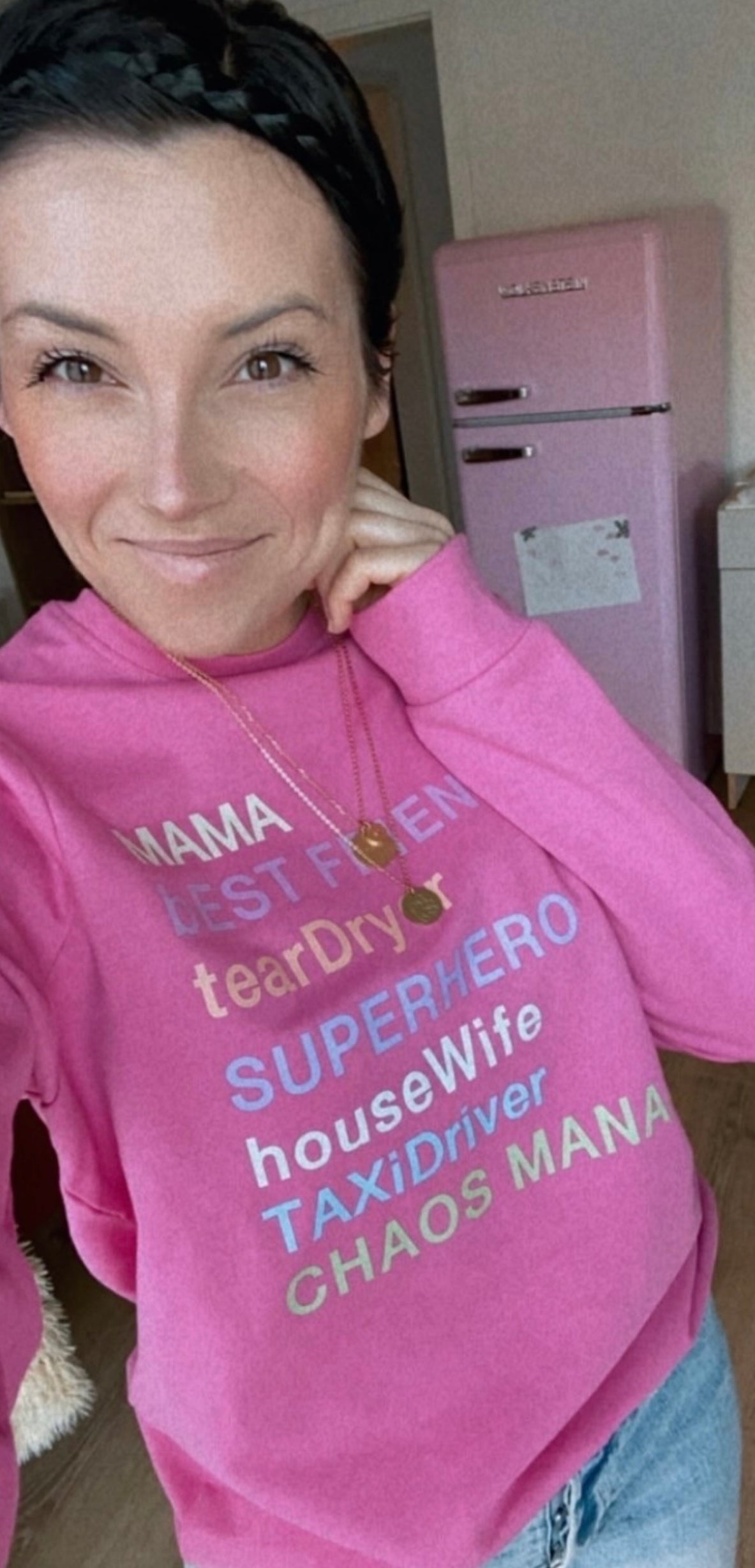 DAMEN SWEATER *MAMA SUPERHERO RAINBOW*