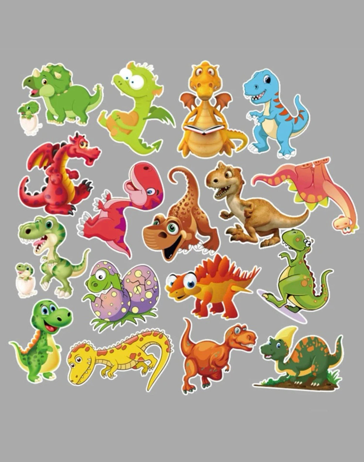 AUFKLEBER SET 50 STÜCK DINO / REGENBOGEN